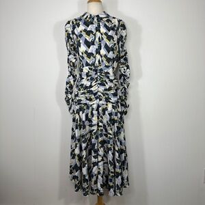 NWT APPARALEL Ruched Long Sleeve Multicolor Midi Dress Size Large